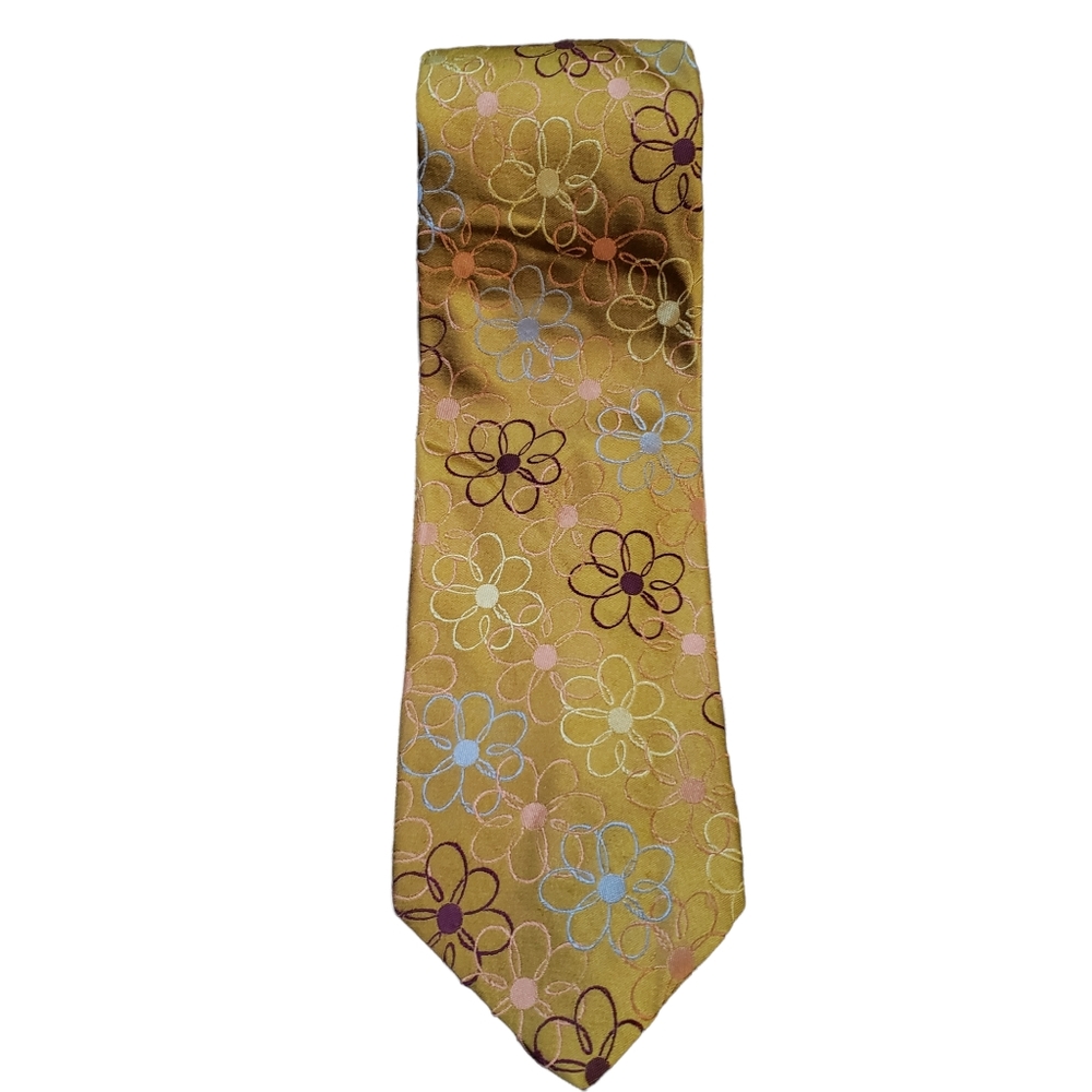 NWT Ted Baker Men's Golden Silk Floral Print Tie Necktie